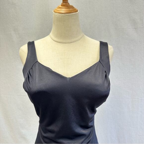 Vintage 70s Maxine of Hollywood black one piece pinup swimsuit dress size 14 - Picture 5 of 15